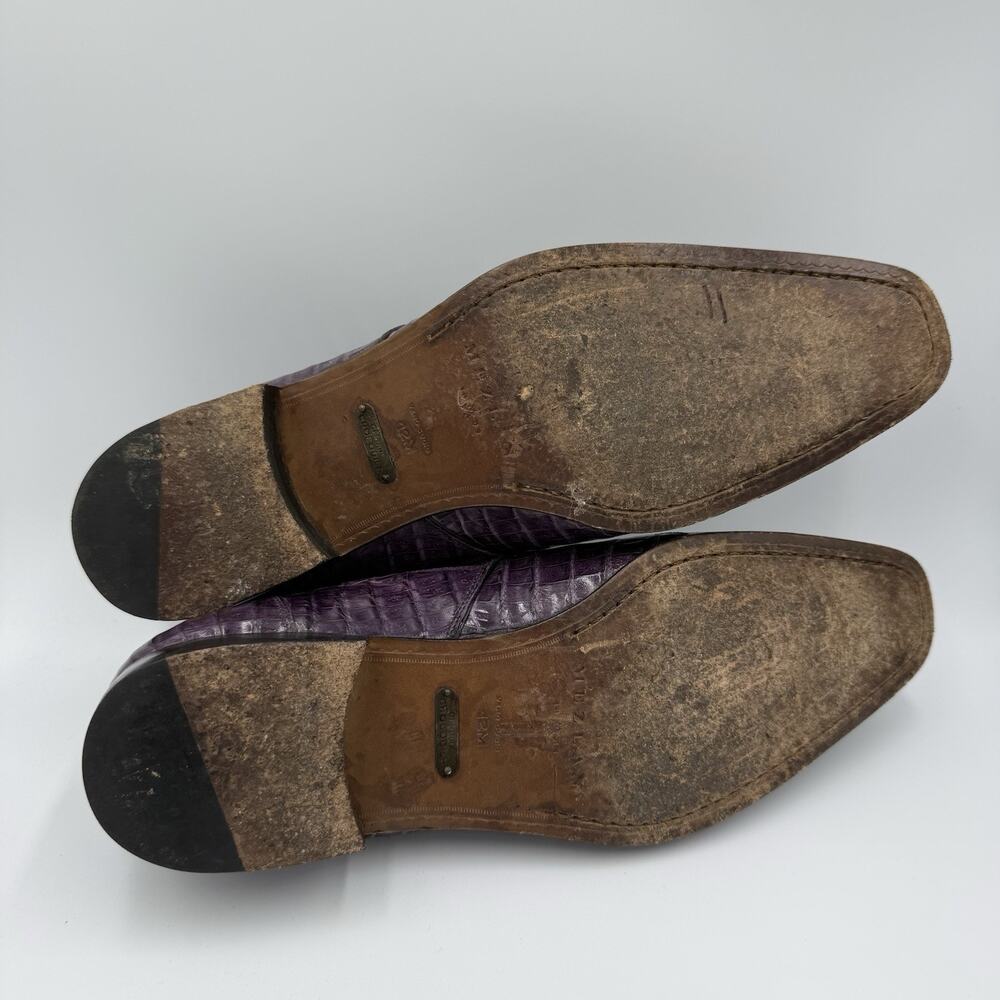 Mezlan Genuine Crocodile Monkstrap Dress Shoes Purple Men’s 12 Italy Luxury - Picture 7 of 13